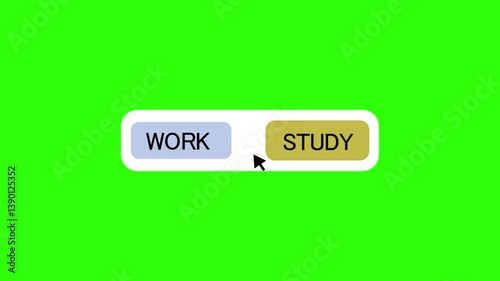 A digital cursor hovers over a button on a Green background animation