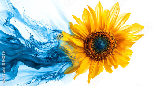 Bright sunflower yellow meets serene ocean blue in dynamic light speed effect