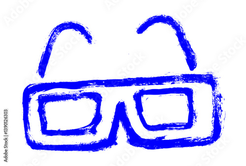 3D Glasses Cinema Related Icon Grunge Brush Stroke Drawing Vector