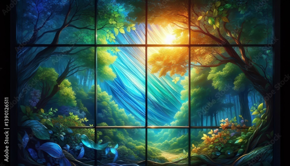 Fototapeta premium Tinted Glass Colored panes eg blue green absorbing solar heat