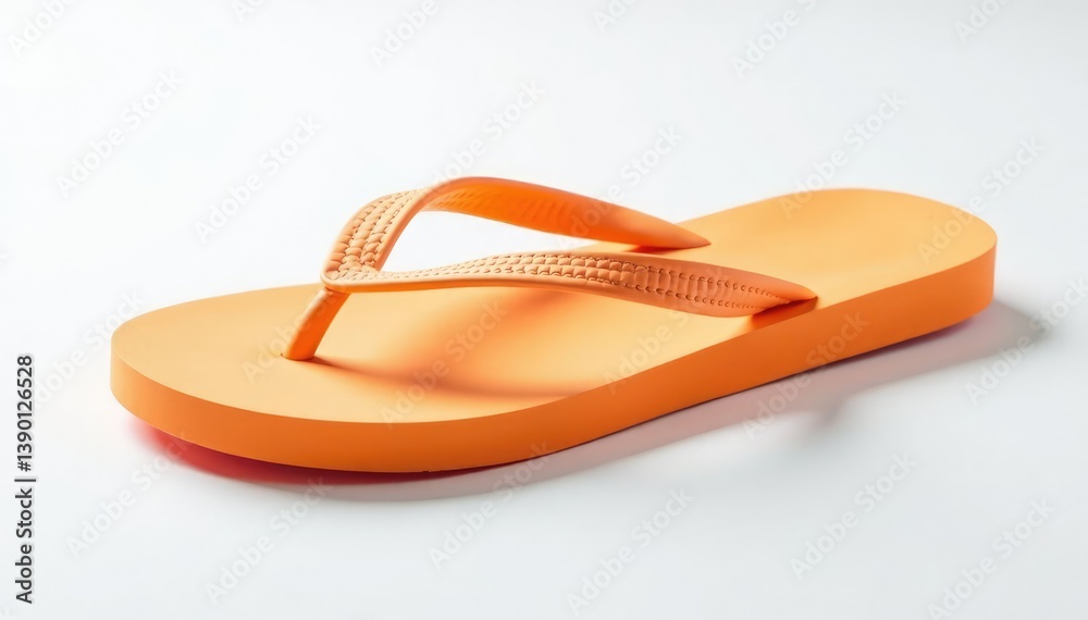 Close-up of a single flip-flop against a pure white backdrop , thong, studio, photography Close-up of a single flip-flop against a pure white backdrop , thong, studio, photography
