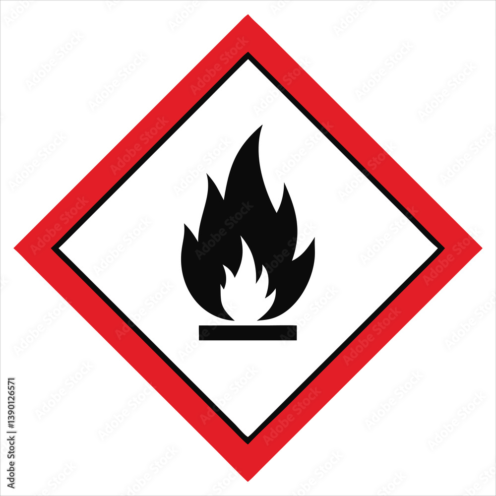 Sharp Flammable Hazard Icon with Black Flame in Red GHS Triangle for Chemical Safety Labels
Sharp Flammable Hazard Icon with Black Flame in Red GHS Triangle for Chemical Safety Labels