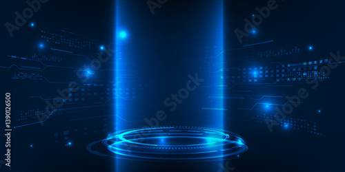 Vector illustrations of hi tech visualization hologram stage layout and background for product showcase and tech element.Futuristic design concepts.