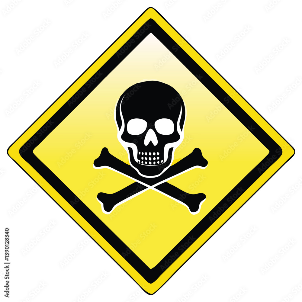 High Contrast Toxic Substance Icon with Skull and Crossbones in Yellow GHS Warning Sign
High Contrast Toxic Substance Icon with Skull and Crossbones in Yellow GHS Warning Sign