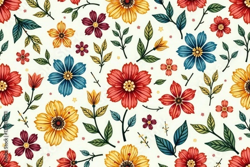 Wallpaper Mural Intricate floral motifs form a delicate seamless pattern , print, elegant, blossom Torontodigital.ca