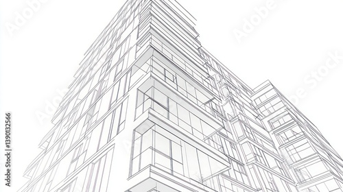 Architectural blueprint of a modern high-rise building