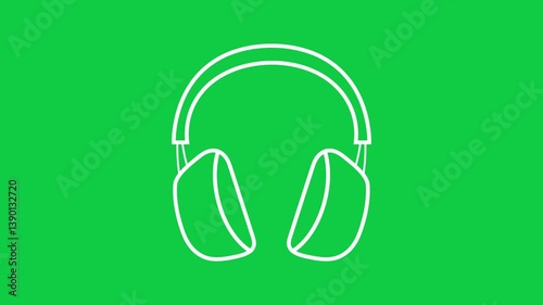 Headphone outline animation on green screen