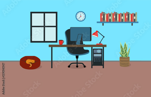 Home office setup workspace remote work illustration