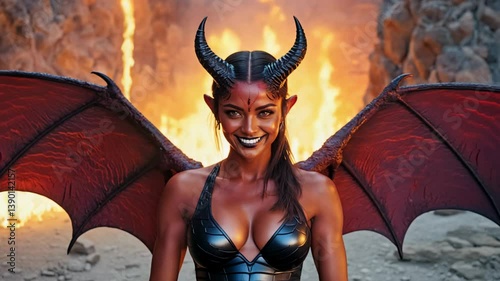 4k video of a devil woman succubus welcoming you to Hell.