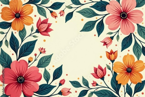 Small-scale, stylized floral print; muted tones, vector, fabric, texture
