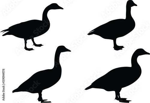 Canada goose black silhouette vector,duck icon clip art