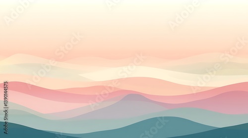 Pastel mountain range landscape illustration.