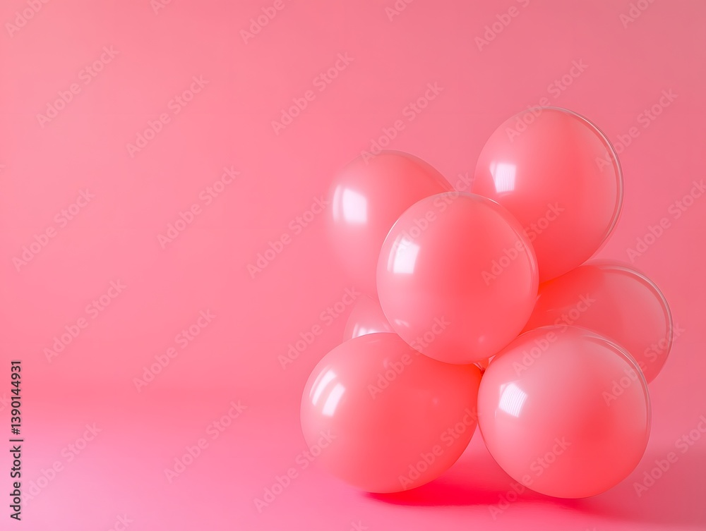 Vibrant Balloons Cluster with Text Space on a Clean Background for Birthday, Event, or Festive Announcements, pink balloons Vibrant Balloons Cluster with Text Space on a Clean Background for Birthday, Event, or Festive Announcements, pink balloons
