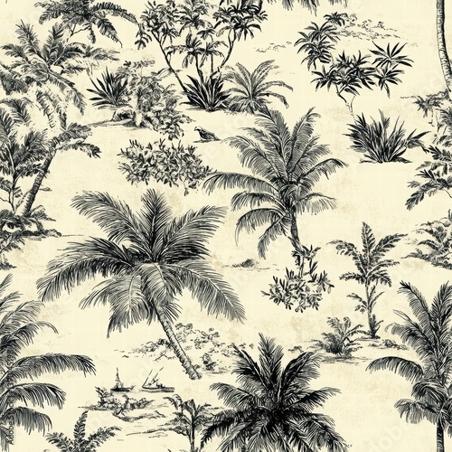 Wallpaper Mural Elegant Tropical Pattern with Lush Greenery and Palm Trees Torontodigital.ca