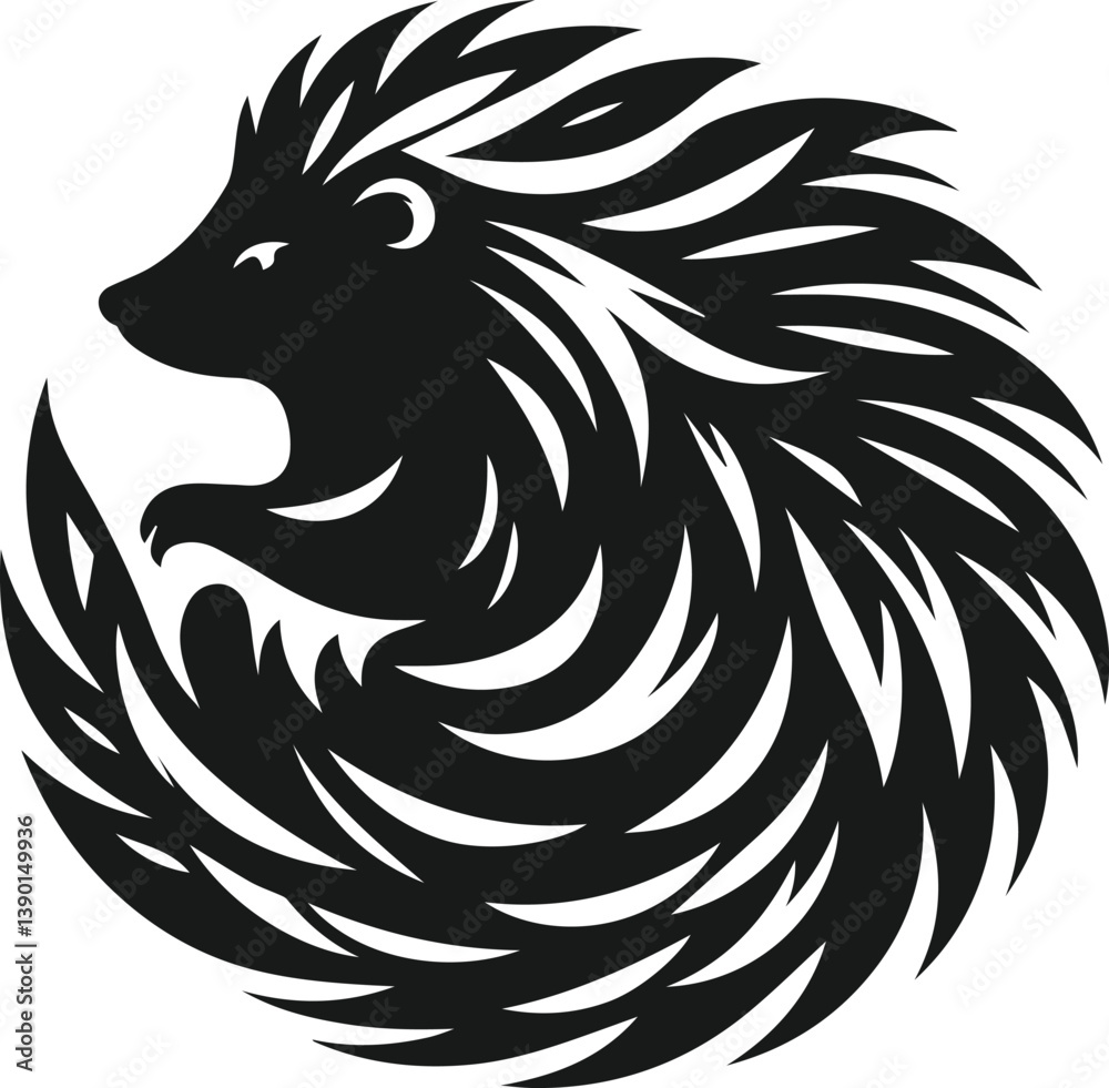 Fototapeta premium Porcupine silhouette vector animal