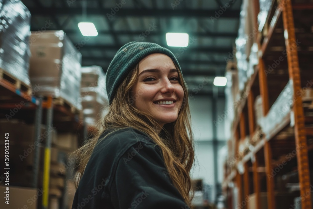 Smiling portrait of female warehouse managers