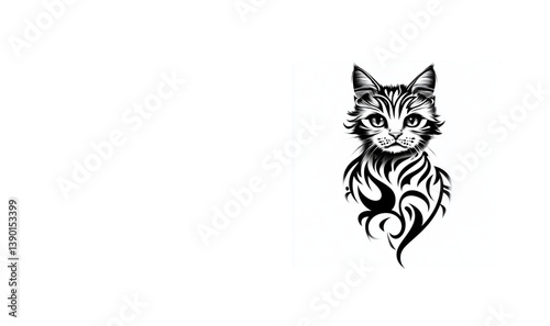 cat silhouette, applique, black and white vector illustration, logo, cut out or die cut t-shirt design, poster, baby products, packaging design