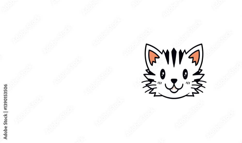 Obraz premium cat silhouette, applique, black and white vector illustration, logo, cut out or die cut t-shirt design, poster, baby products, packaging design