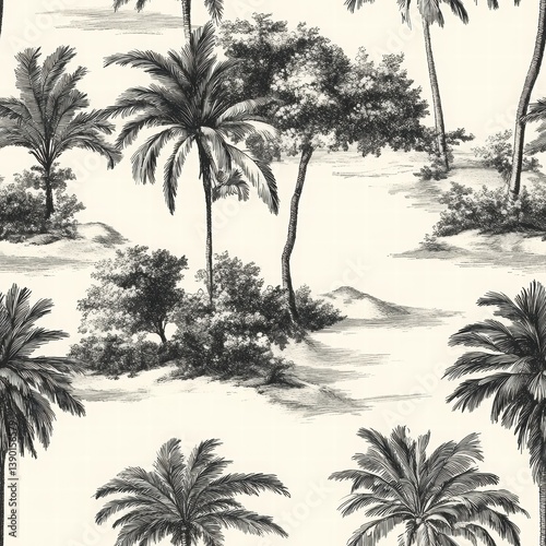 Obraz na płótnie Tropical Oasis with Lush Greenery and Vibrant Palm Trees w salonie