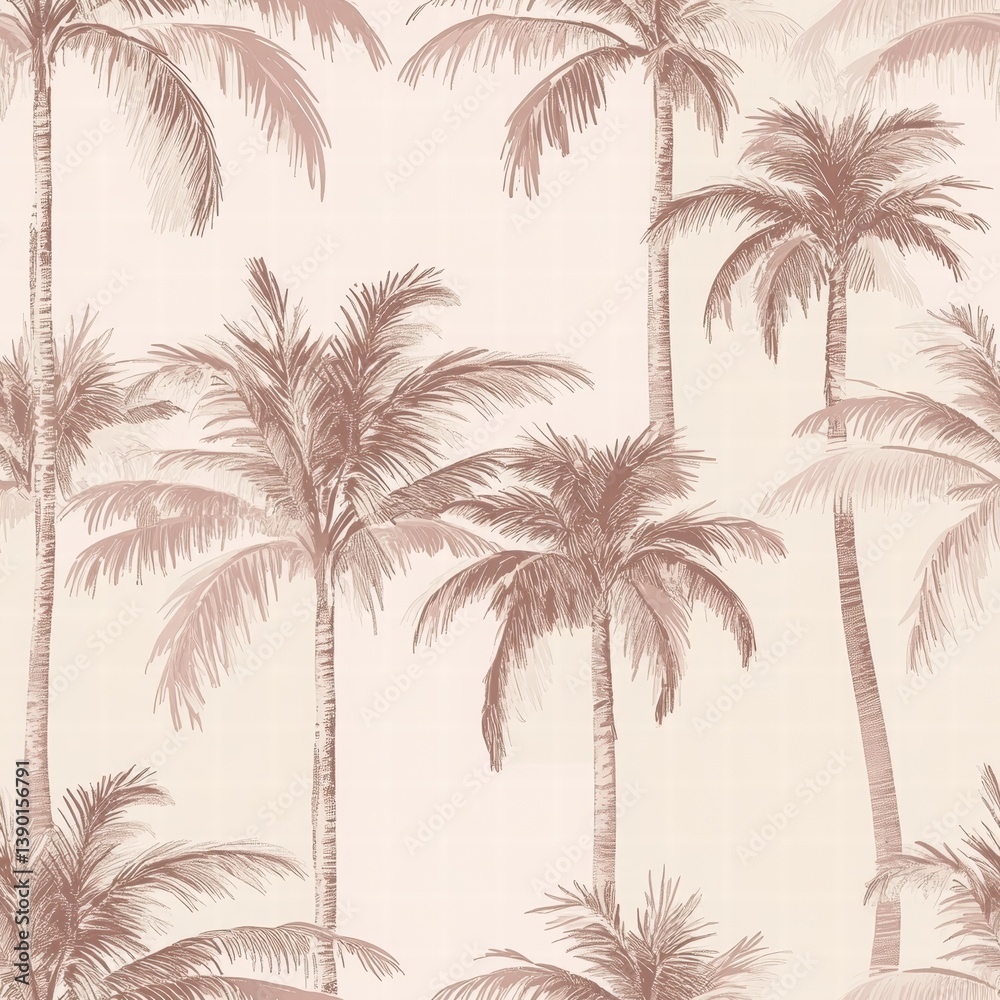 Elegant Palm Tree Pattern with Soft Beige Background Design