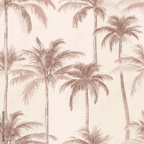 Obraz na płótnie Elegant Palm Tree Pattern with Soft Beige Background Design w salonie