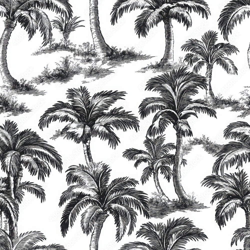 Tropical Palm Tree Pattern Design for Seamless Background Use