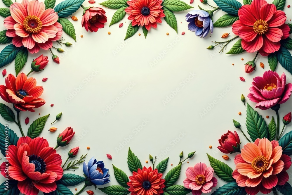 Fototapeta premium Intricate floral design, repeating seamlessly across surface, summer, background, wallpaper