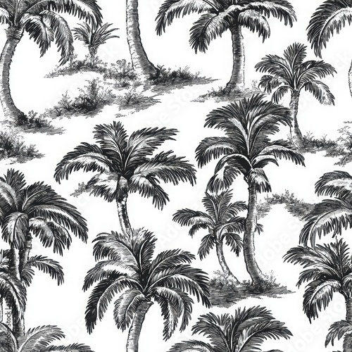 Obraz na płótnie Tropical Palm Tree Pattern Design for Seamless Background Use w salonie