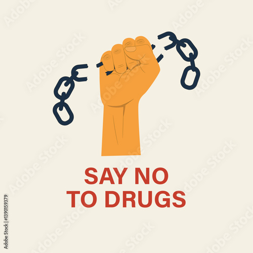 Say No to Drugs Anti Drug Day concept vector with creative graphics and warning symbols