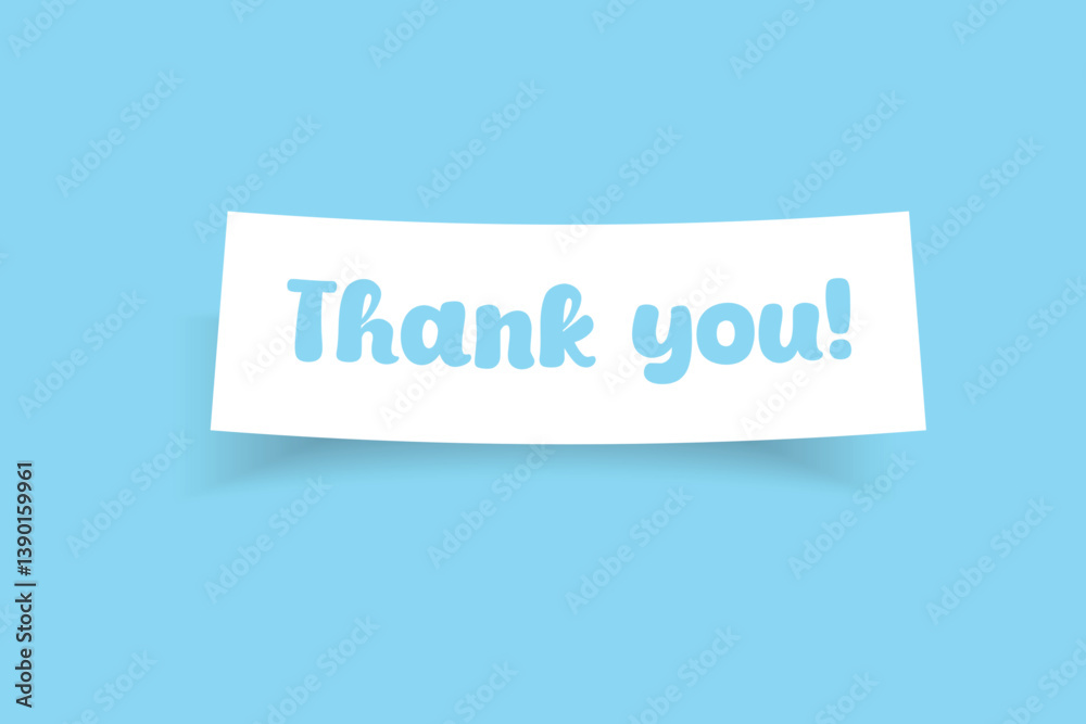 Thank You Message Banner – Minimalist White Paper Cutout on Blue Background | Gratitude Card Design for Business, Presentation, or Event Thank You Message Banner – Minimalist White Paper Cutout on Blue Background | Gratitude Card Design for Business, Presentation, or Event