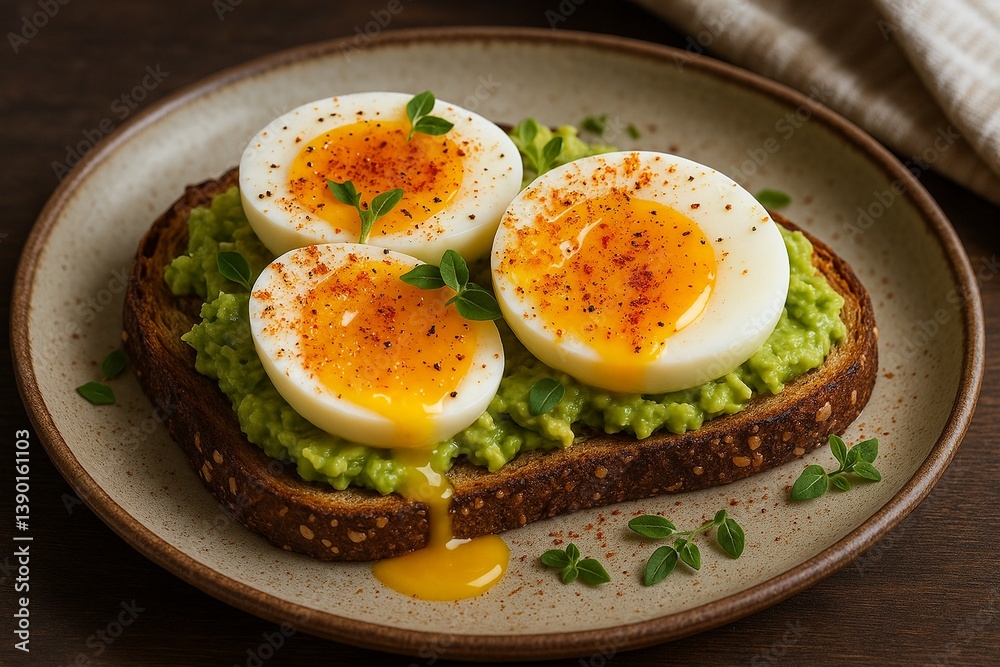 Avocado Toast with Soft-Boiled Eggs and Fresh Herbs