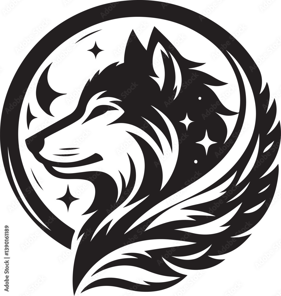 Obraz premium Wolf face logo vector