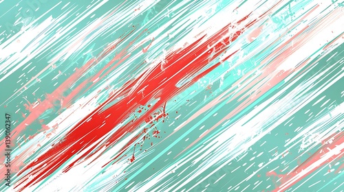 Abstract artwork featuring diagonal brushstrokes with various colors and textures