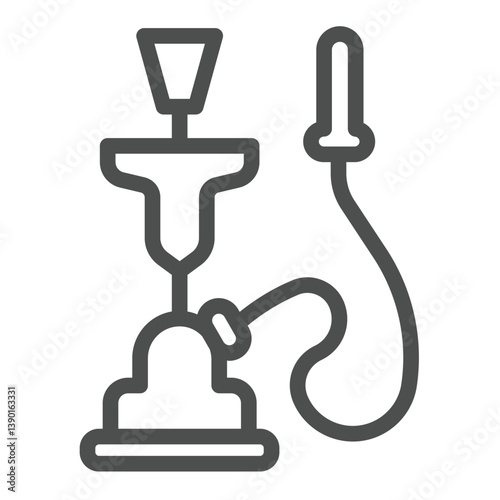 Hookah line icon, smoking concept. Vector graphics. Coil and hookah with smoke pipe, smoking sign on white background, outline style icon for mobile or web design.