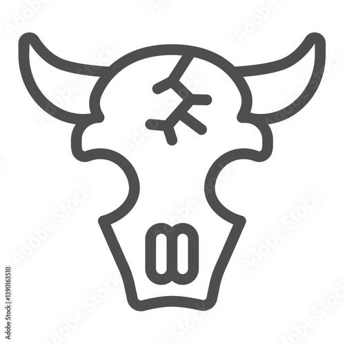 Skull of bull line icon, arabian desert concept. Vector graphics. Bull animal head with horns, skeleton sign on white background, outline style icon for mobile or web design.