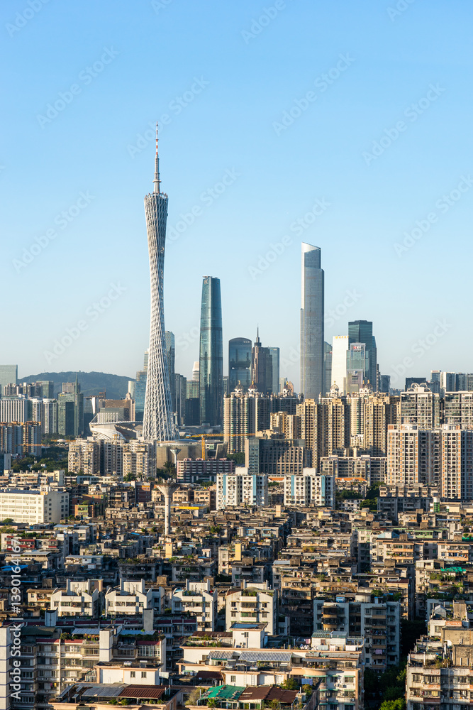 Guangzhou Tower and Zhujiang New Town CBD city skyline scenery, China Guangzhou Tower and Zhujiang New Town CBD city skyline scenery, China