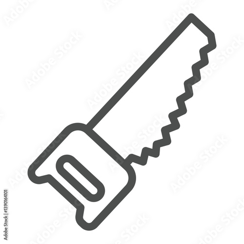 Manual saw for one hand line icon, forestry concept. Vector graphics. Sawing tool, woodwork sign on white background, outline style icon for mobile or web design.