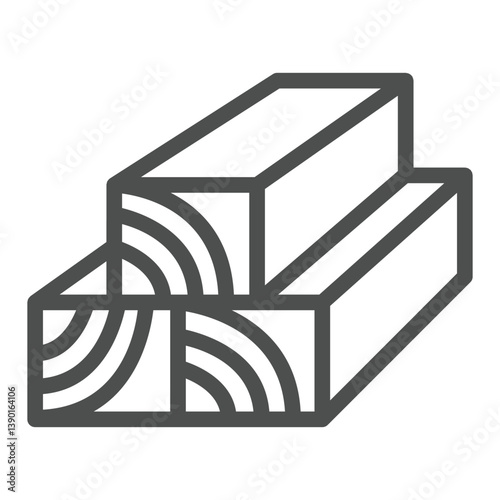Three wooden planks line icon, forestry concept. Vector graphics. Woodwork with timbers, carpentry sign on white background, outline style icon for mobile or web design.