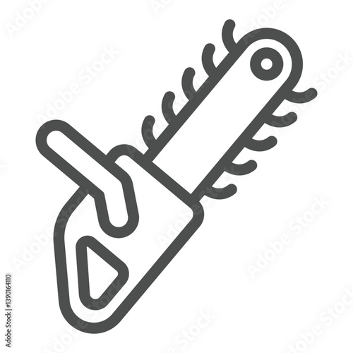 Handheld chainsaw line icon, forestry concept. Vector graphics. Wood work, tool sign on white background, outline style icon for mobile or web design.