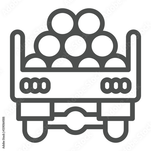 Tree trunks loaded truck line icon, forestry concept. Vector graphics. Truck with tree logs, transportation sign on white background, outline style icon for mobile or web design.