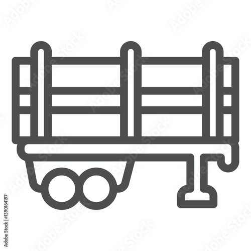 Trunks loaded semi trailer line icon, forestry concept. Vector graphics. Truck trailer with wood logs, transportation sign on white background, outline style icon for mobile or web design.