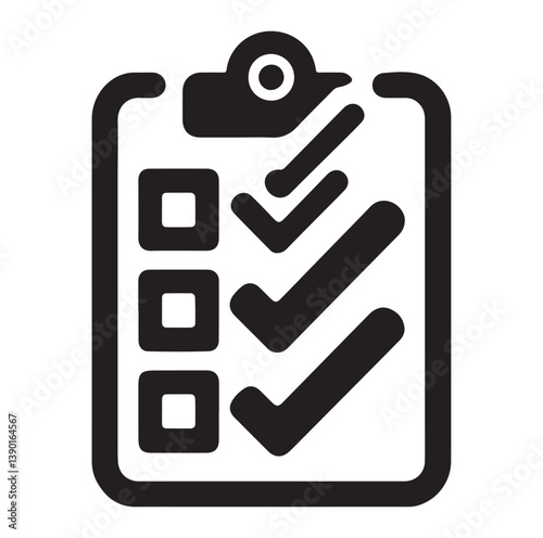 Minimal Checklist logotype, to-do list with checkmarks icon Silhouettes Vector Icon.