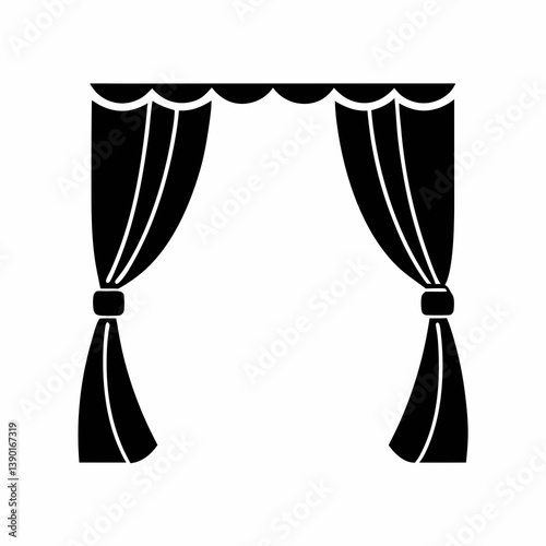 Simple Black Curtain silhouette vector Illustration.