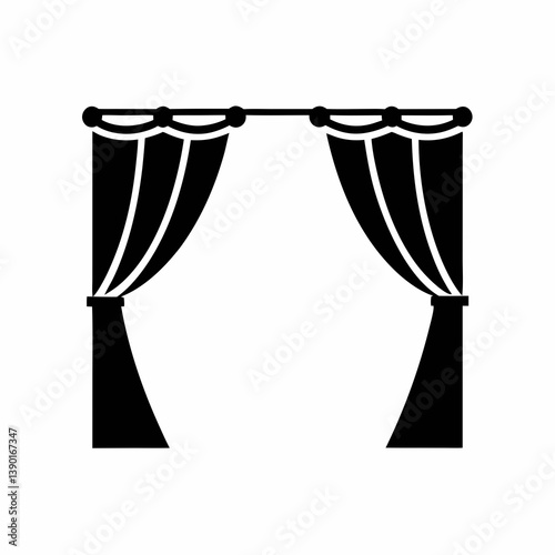 Simple Black Curtain silhouette vector Illustration.