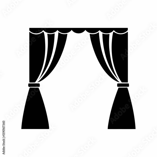 Simple Black Curtain silhouette vector Illustration.