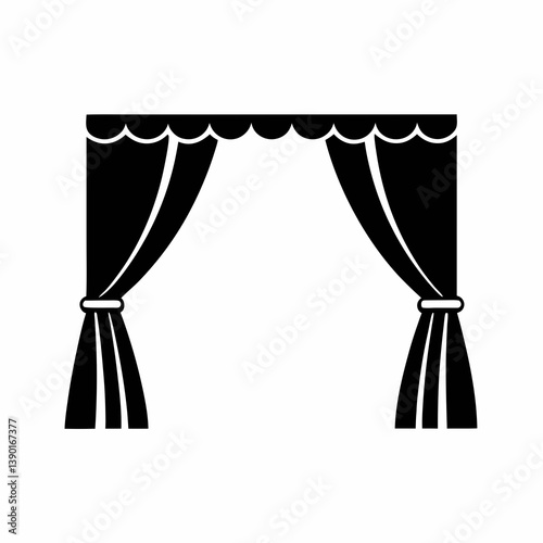 Simple Black Curtain silhouette vector Illustration.