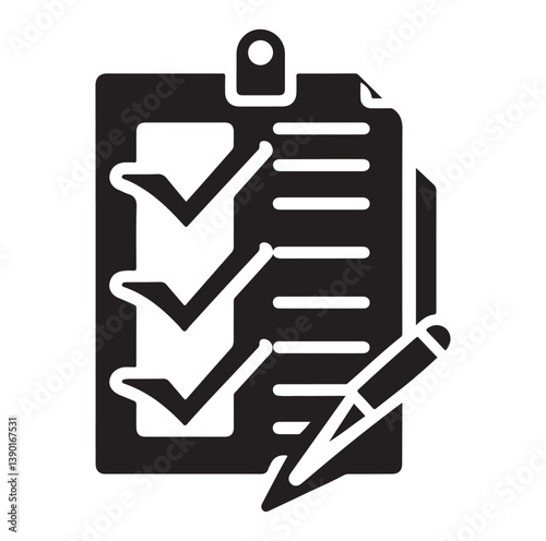 Minimal Checklist logotype, to-do list with checkmarks icon Silhouettes Vector Icon.