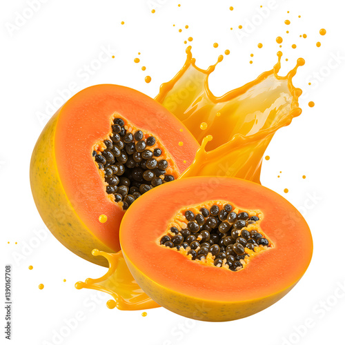 Fresh Papaya with Splash Effect1
