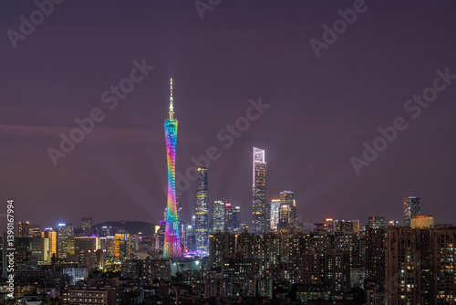 Wallpaper Mural Guangzhou Tower and Zhujiang New Town CBD city skyline night view in China Torontodigital.ca