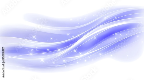 Blue Waves Decorated With Glittering Stars Against White Backgrounds
